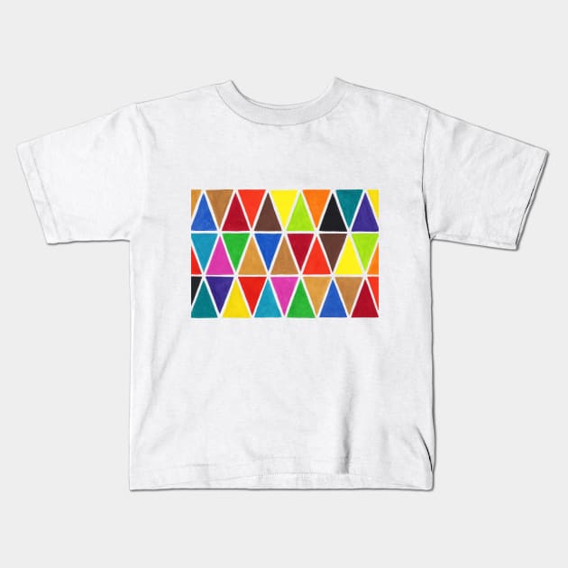 Multicoloured Harlequin Triangles Kids T-Shirt by sallycummingsdesigns